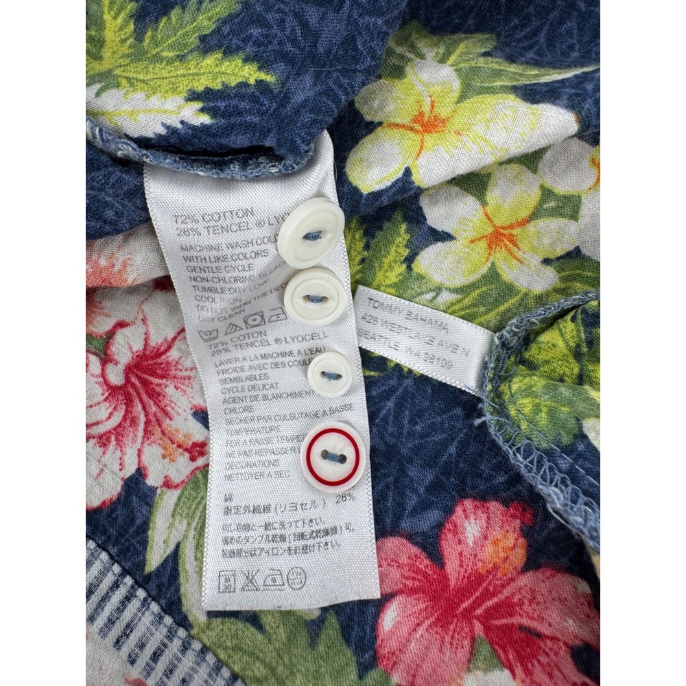 Tommy‎ Bahama Relax Mens XL Blue Striped Floral Tropical Short Sleeve Shirt - Picture 7 of 9